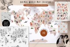Animal World Map, Animals alphabet