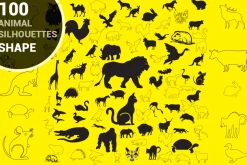100 ANIMAL Silhouettes Vector Shapes