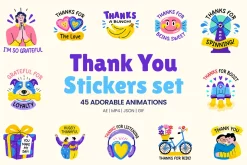 Animated Thank You Stickers Set