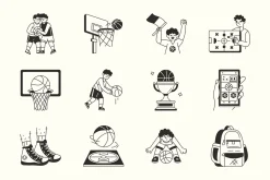 Animated Basketball Illustration Set