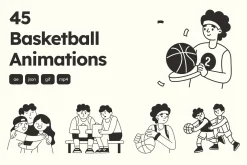 Animated Basketball Illustration Set