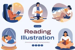 Animated Reading Illustration Set