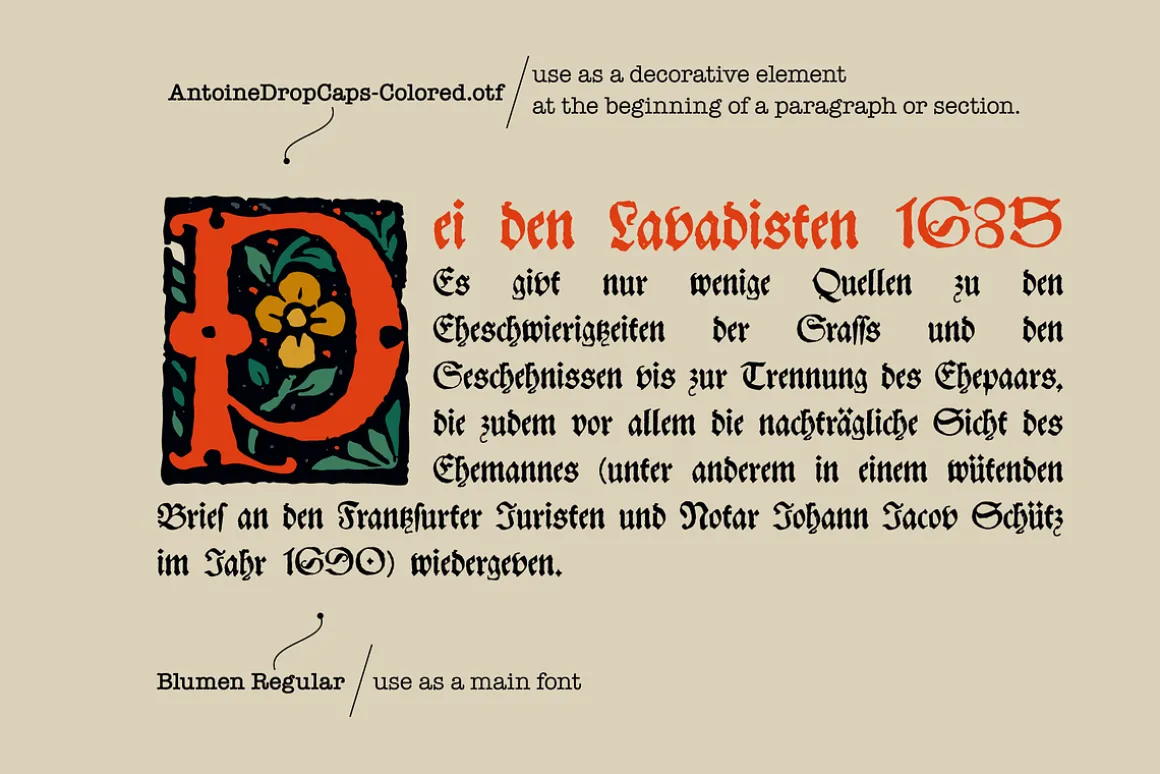 Antoine Medieval drop caps font