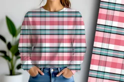 Aqua and Pink Plaid Seamless Repeat