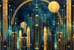 Art Deco Cityscape Night