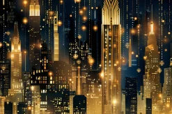 Art Deco Cityscape Night