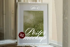 Art frame on a window PSD mockup