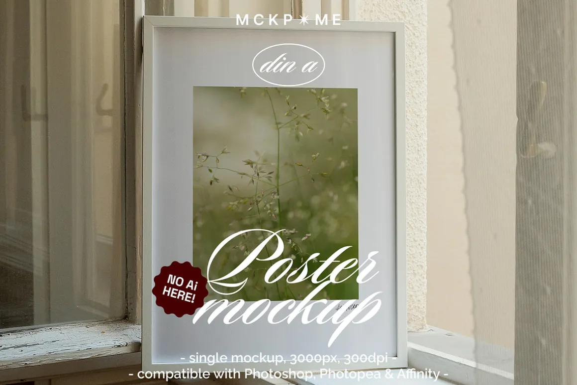 Art frame on a window PSD mockup