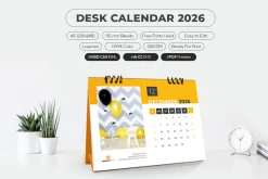 A5 Size Desk Calendar 2026