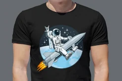 Astronaut riding a rocket