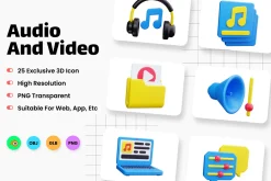 Audio and Video 3D Icons