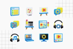 Audio and Video 3D Icons