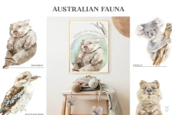 Australia Animals & Flora Watercolor