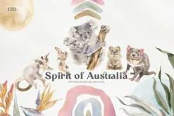 Australia Animals & Flora Watercolor