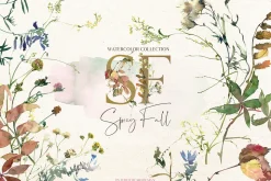 Autum Fall Watercolor Floral Clipart