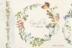 Autum Fall Watercolor Floral Clipart