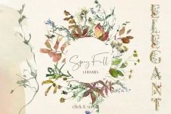 Autum Fall Watercolor Floral Clipart