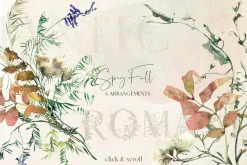 Autum Fall Watercolor Floral Clipart