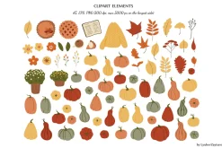 Autumn City Illustration Clipart Set