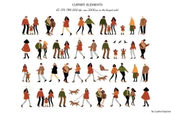 Autumn City Illustration Clipart Set