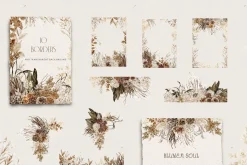 Autumn Boho Watercolor Flowers