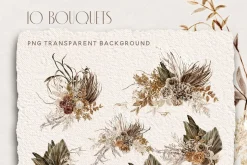 Autumn Boho Watercolor Flowers