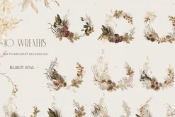 Autumn Boho Watercolor Flowers