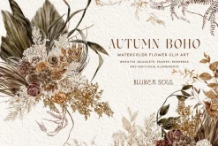 Autumn Boho Watercolor Flowers