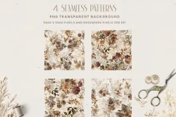 Autumn Boho Watercolor Flowers