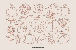 Autumn Graphic Vector Linocut