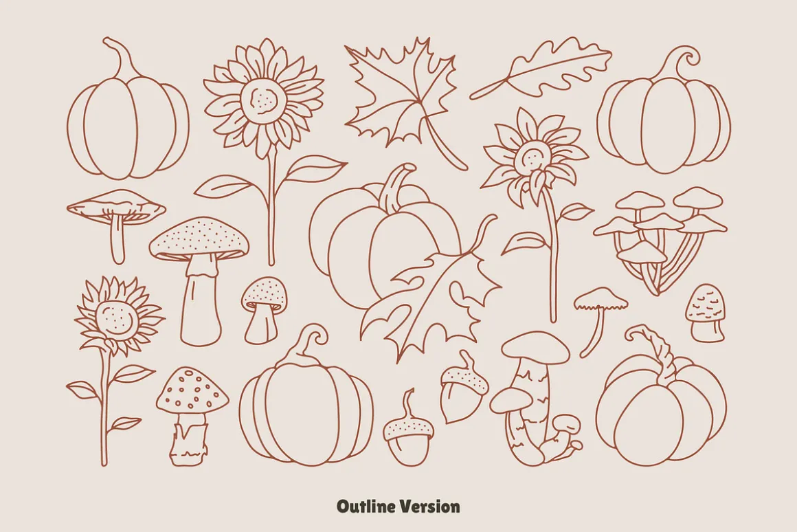 Autumn Graphic Vector Linocut