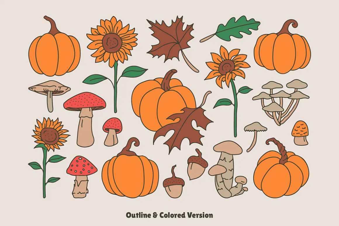 Autumn Graphic Vector Linocut