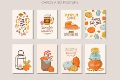 Autumn mood patterns&clipart bundle