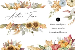 Autumn Time. Watercolor collection.
