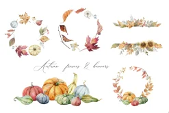 Autumn Time. Watercolor collection.
