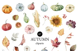 Autumn Time. Watercolor collection.