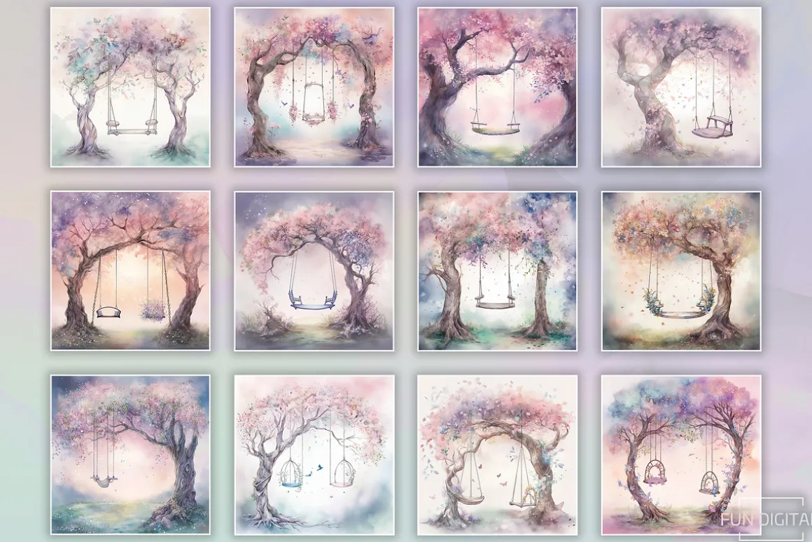 A Watercolor Enchanted Swing Set