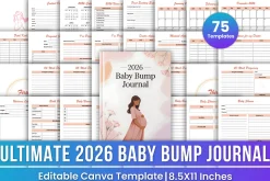 2026 Baby Bump Journal Canva Kdp