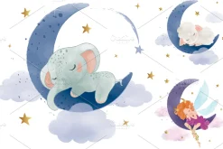 Baby shower Lamb and Elephant print