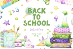 Back to School Girls edition clipart