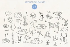 Ballerina core vector doodles set