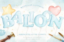 Balloon Alphabets Watercolor ClipArt