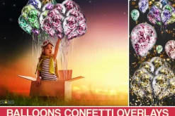 Balloons Confetti photoshop overlay