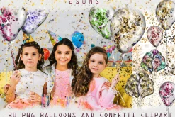 Balloons Confetti photoshop overlay