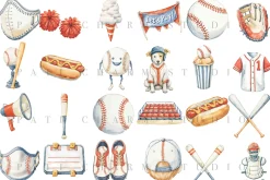 65 Baseball Clipart Bundle