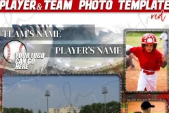 Baseball Red Memory Mate Template