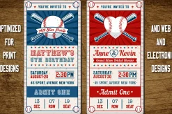 Baseball Ticket Party Invites 3