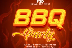 BBQ party 3d Psd Text Effect
