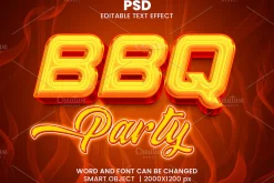BBQ party 3d Psd Text Effect
