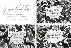 Birds & Blooms Vector Linocut Set